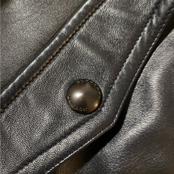 Black Burberry London Leather Bomber Jacket - Picture 2 of 6